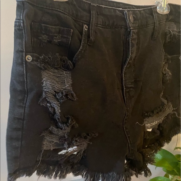 Black High Waisted Jean Shorts - Picture 4 of 7